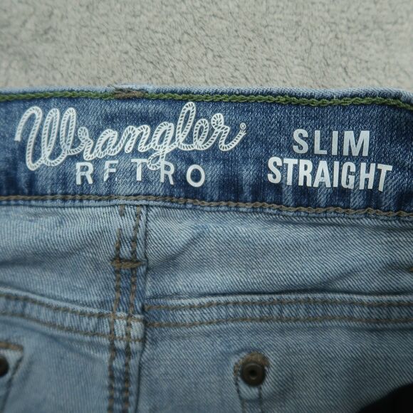 Wrangler Retro Jeans Mens Fits 30x32 (No Tag) Blue Slim Straight Stretch Denim - Picture 8 of 16